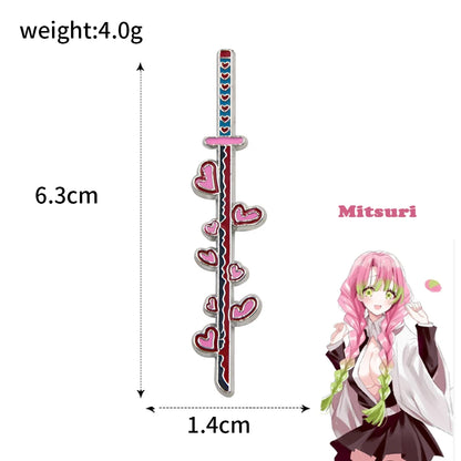 Anime Demon Slayer Brooch Enamel Kimetsu no Yaiba Sword Pins Weapon Badge Fans Cosplay Souvenir Props Backpack Jewelry Gift