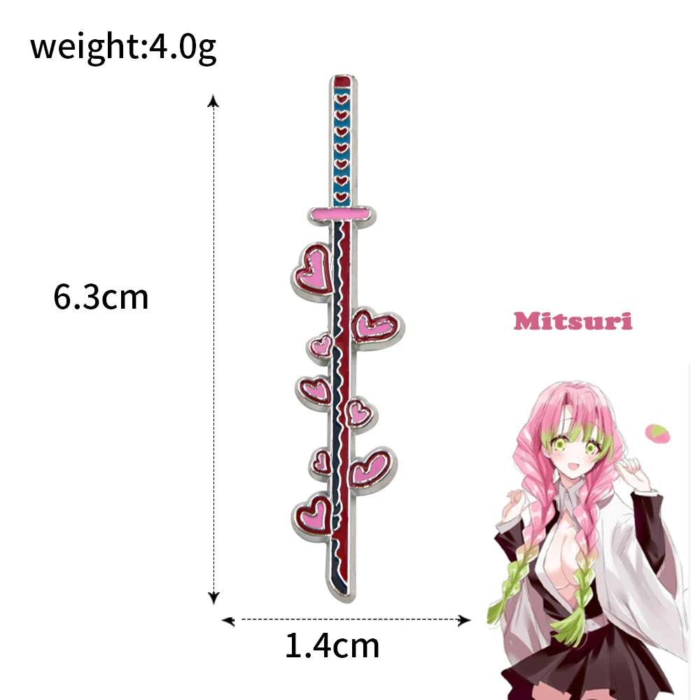Anime Demon Slayer Brooch Enamel Kimetsu no Yaiba Sword Pins Weapon Badge Fans Cosplay Souvenir Props Backpack Jewelry Gift