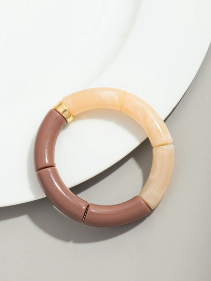Bohomia Acrylic Design Style Chunky Bamboo Stackable Bracelet for Women Boho Elastic Colorful Tube Beads Braceletes 2024 Jewelry