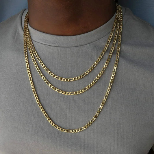 WG  Fashion Cuban Link Curb Chain Necklace Figaro Square Box Chains For Men Jewelry Gift