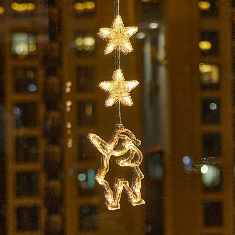Christmas LED Suction Cup Lights Santa Claus Snowflake Elk Window Decoration Christmas Home Decoration New Year Lights Navidad
