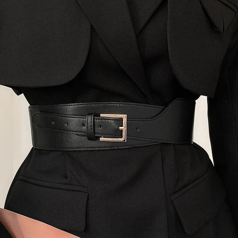 1pcs Belt Women Ins Wind Versatile Korean Version Black Dress Wide Waist Cincher Women Summer Outerwear Fashion Suit Decorative