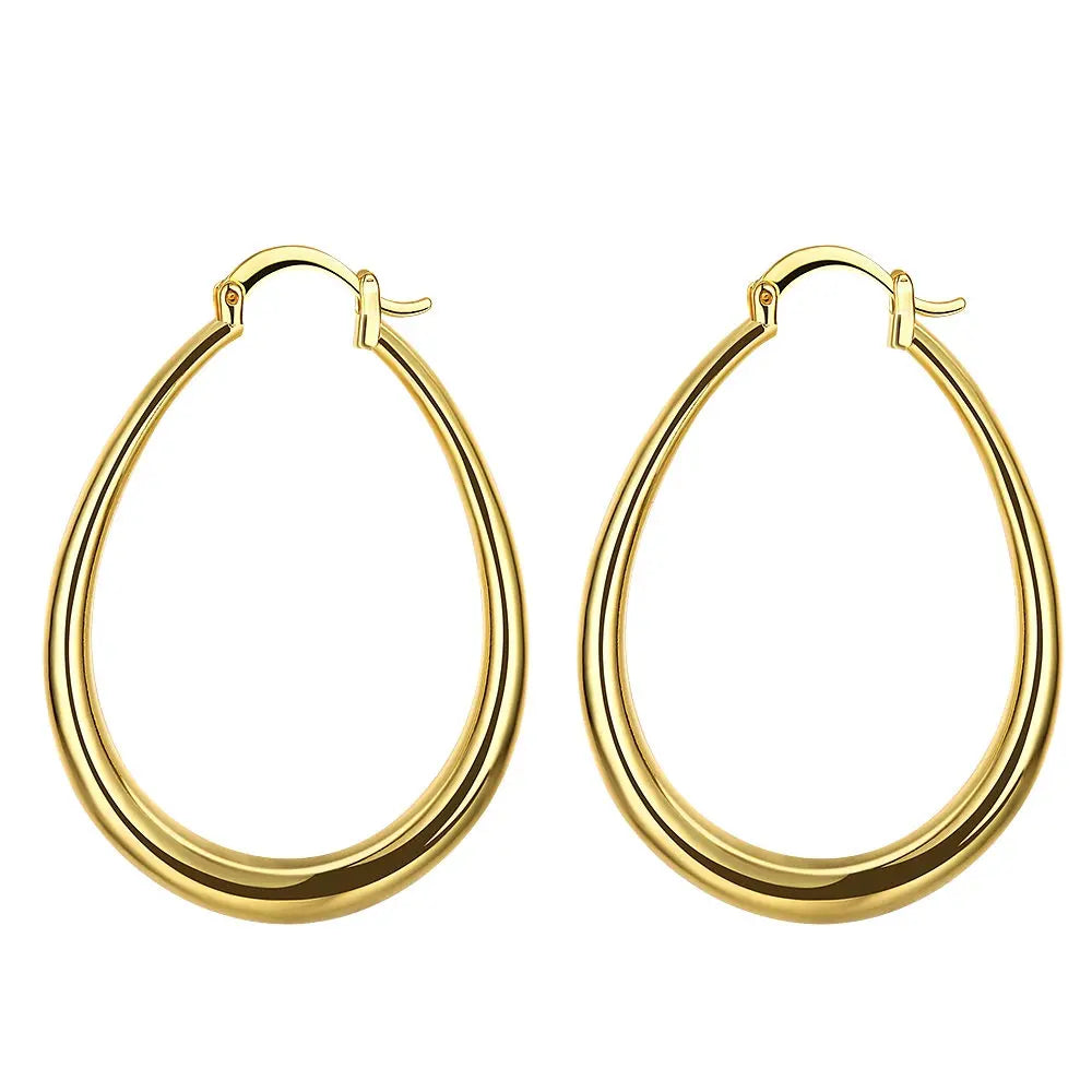 Hot fine 18K gold plated 44MM hoop earrings 925 Sterling Silver for woman high quality Fashion party Jewelry Christmas Gifts