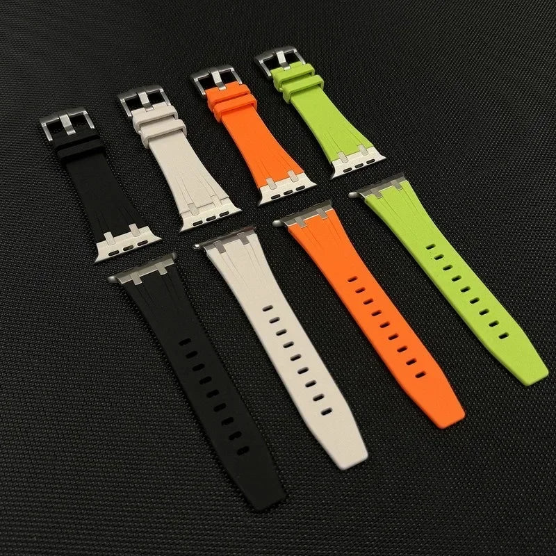 AP Liquid Silicone Strap For Apple Watch Ultra 3/2 49mm 11-10 46mm Stone pattern Bracelet Band iWatch 9 8 7 6 SE3 45mm 44mm Belt
