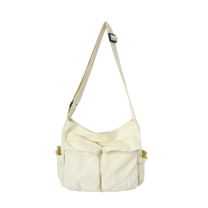 2025 Portable Canvas Shoulder Bag Large Capacity Retro Messenger Bag New Semester Student School Waterproof Messenger Bag