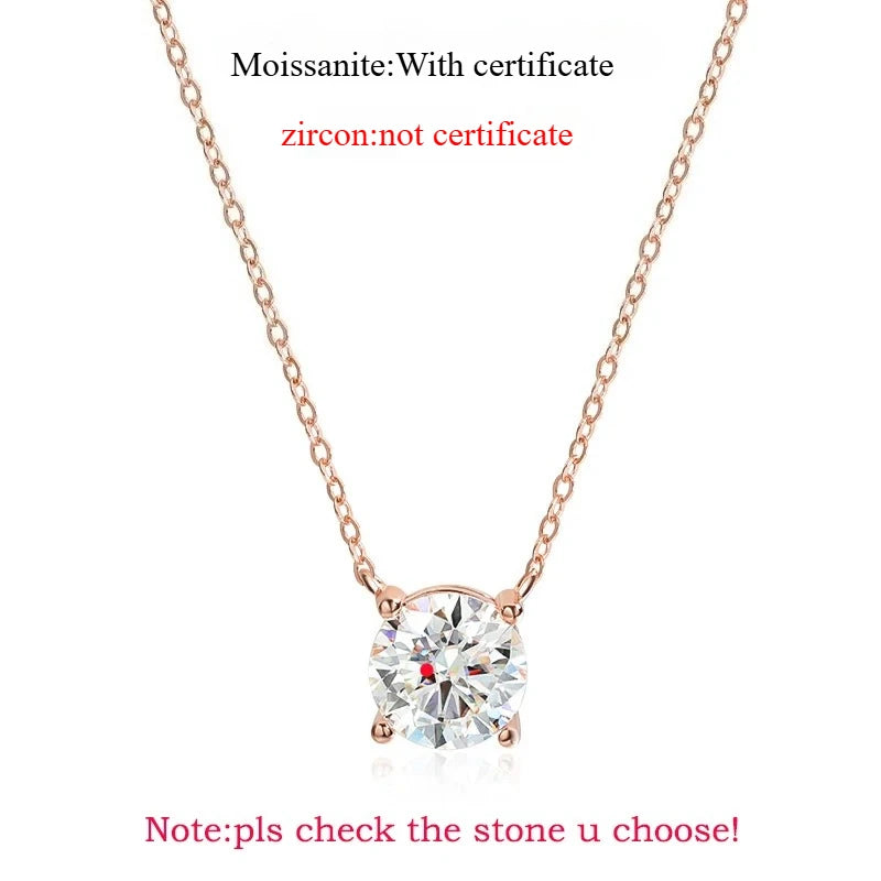 Smyoue 1-5CT Rose Gold Color Moissanite Necklace for Women D Color Sparkling Classic Lab Diamon Pendant Sterling Silver 925 100%