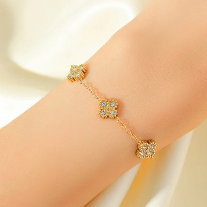 EILIECK 316L Stainless Steel Flower Clover Zircon Bracelet For Women Girl 2025 NewTrendy Wrist Chain Waterproof Jewelry Gift
