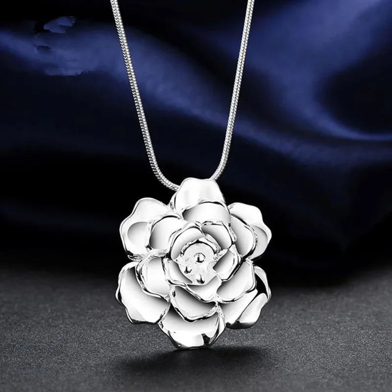 silver Plated gorgeous charm fashion charm heart wedding lady love necklace noble luxury 18 inches Silver jewelry , N270
