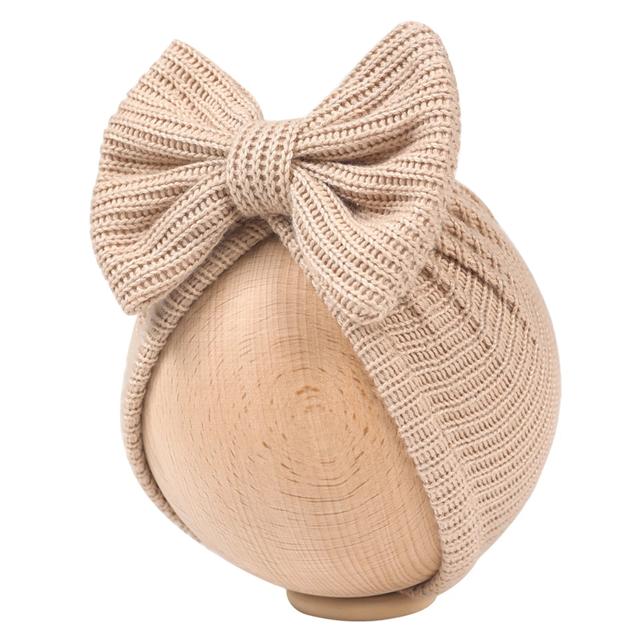 Autumn Winter Knitted Turban Cap For Baby Bow Indian Hat Solid Color Elastic Bandana Headband 0-6Month Newborn Beanie Headscarf