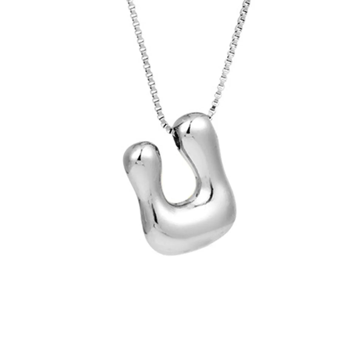 Delicate Chunky Balloon 26 Letter Necklace Bubble Initial Alphabet Pendant Box Chain Choker Stainless Steel Gold Plated Jewelry