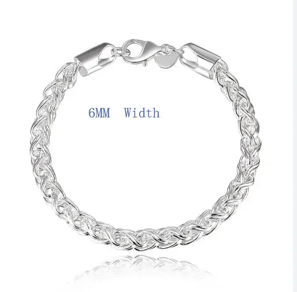 Creative Twist Circle Chain Women Men Silver Plated Bracelets New High 925quality Fashion Jewelry Christmas Gifts H070