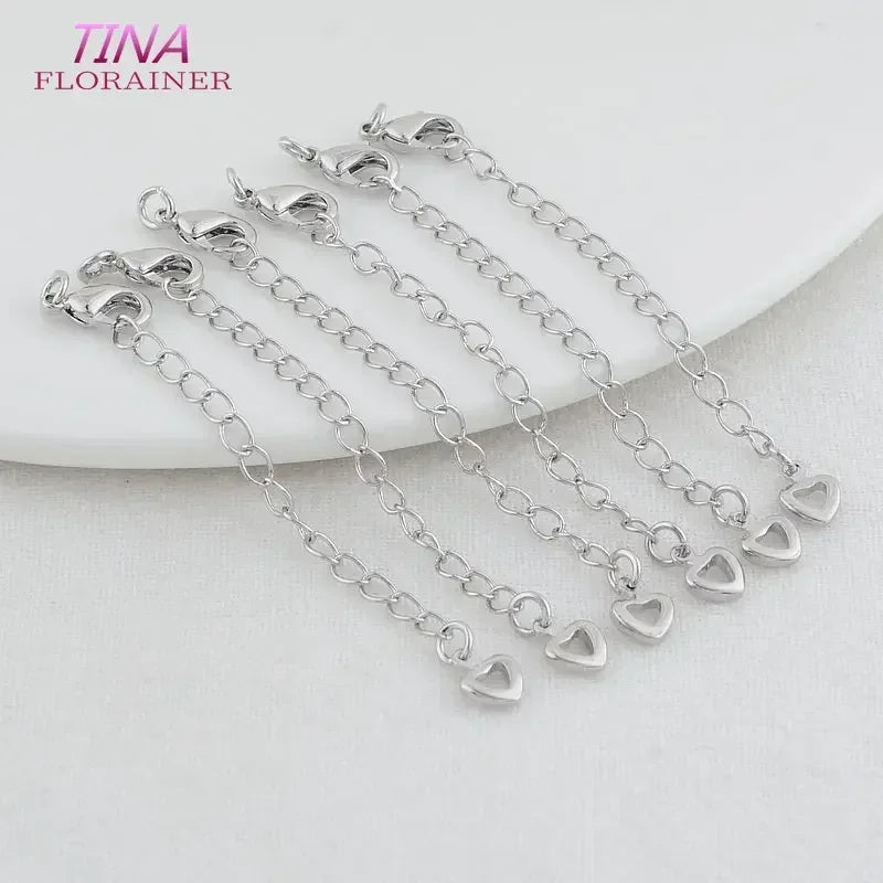 6PCS 14K Gold Color Brass Extender Chain with Lobster Clasps High Quality Jewelry Accessories  For DIY Jewelry Making Findings