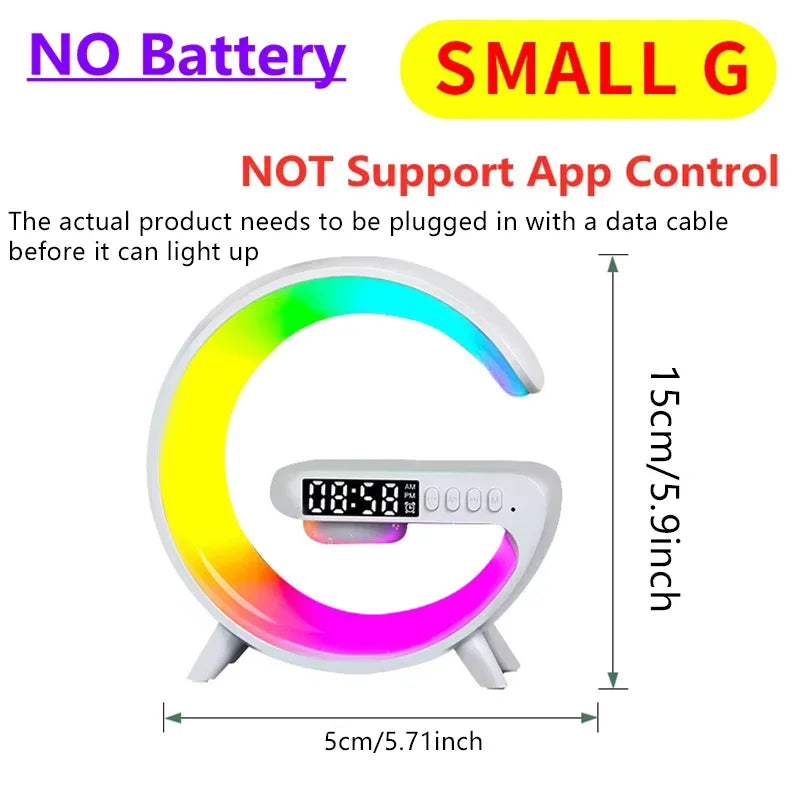Bluetooth Speaker Holder Bedroom Ambient Lighting and Alarm Clock Creative Office Wireless Charging Stand for iPhone Samsung