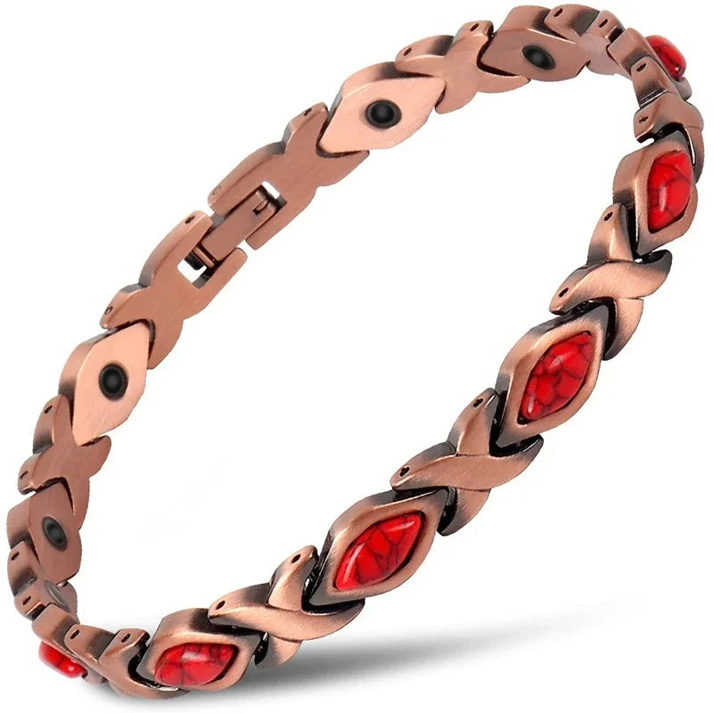 Men Pure Copper Bracelet Health Energy Germanium Magnetic Bracelet Vintage Hologram Chain Link Bracelets for Women Arthritis