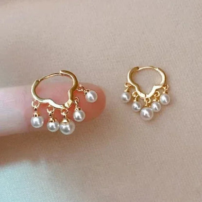 Real 925 Sterling Silver 14K Gold Cloud Pearl Tassel Pendant Hoop Earrings for Women Cute Fine Jewelry Light Luxury Accessories