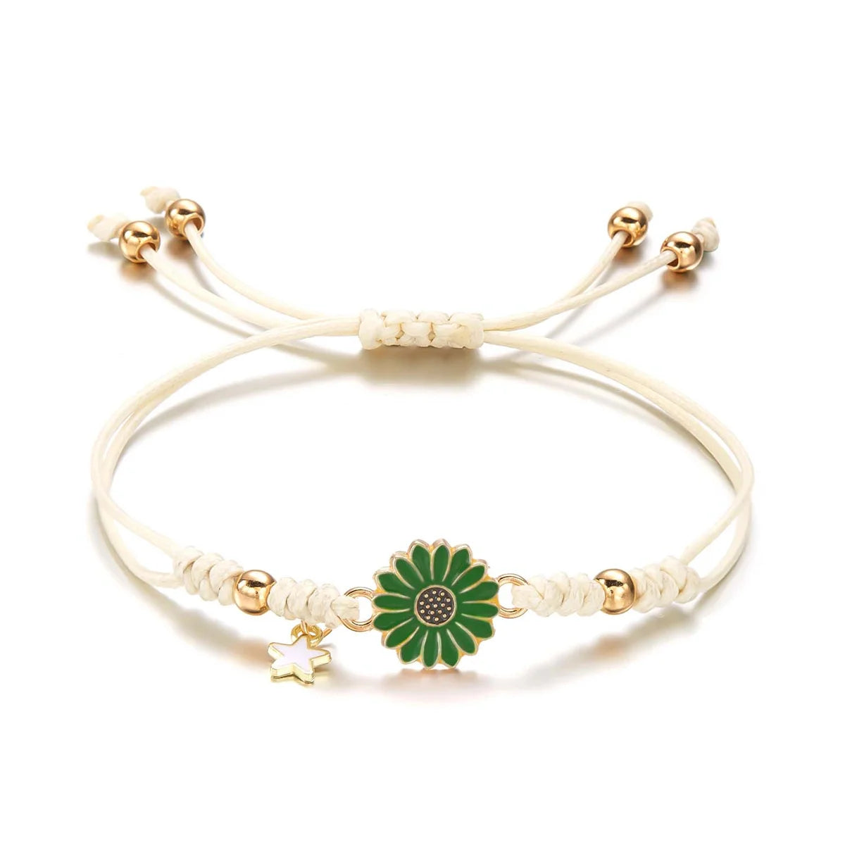 Simple Lucky Knot Sunflower Bracelets for Girls Kids Trendy Handmade Braided Colorful Daisy Flower Bracelet Friendship Gifts