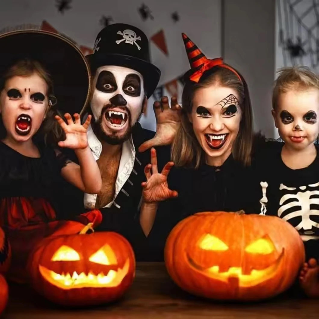 Fangs Dentures Props Halloween Decoration Props Resin Fake Teeth With Solid Glue Denture Adhesive Halloween Party Decor