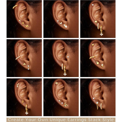 Bobisty 1pc Earrings for Sensitive Ears Surgical Stainless Steel Earrings for Women Dainty Flat Back Earring Stud Hoop Cartilage