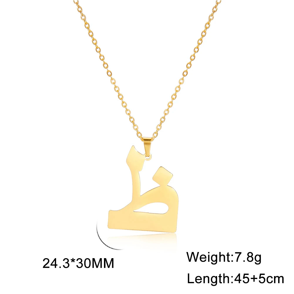 Cazador Gold Color 28 Arabic Letter Necklace for Women Stainless Steel Arab Alphabet Pendant Choker Necklaces Jewelry 2024 Trend