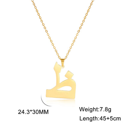 Cazador Gold Color 28 Arabic Letter Necklace for Women Stainless Steel Arab Alphabet Pendant Choker Necklaces Jewelry 2024 Trend