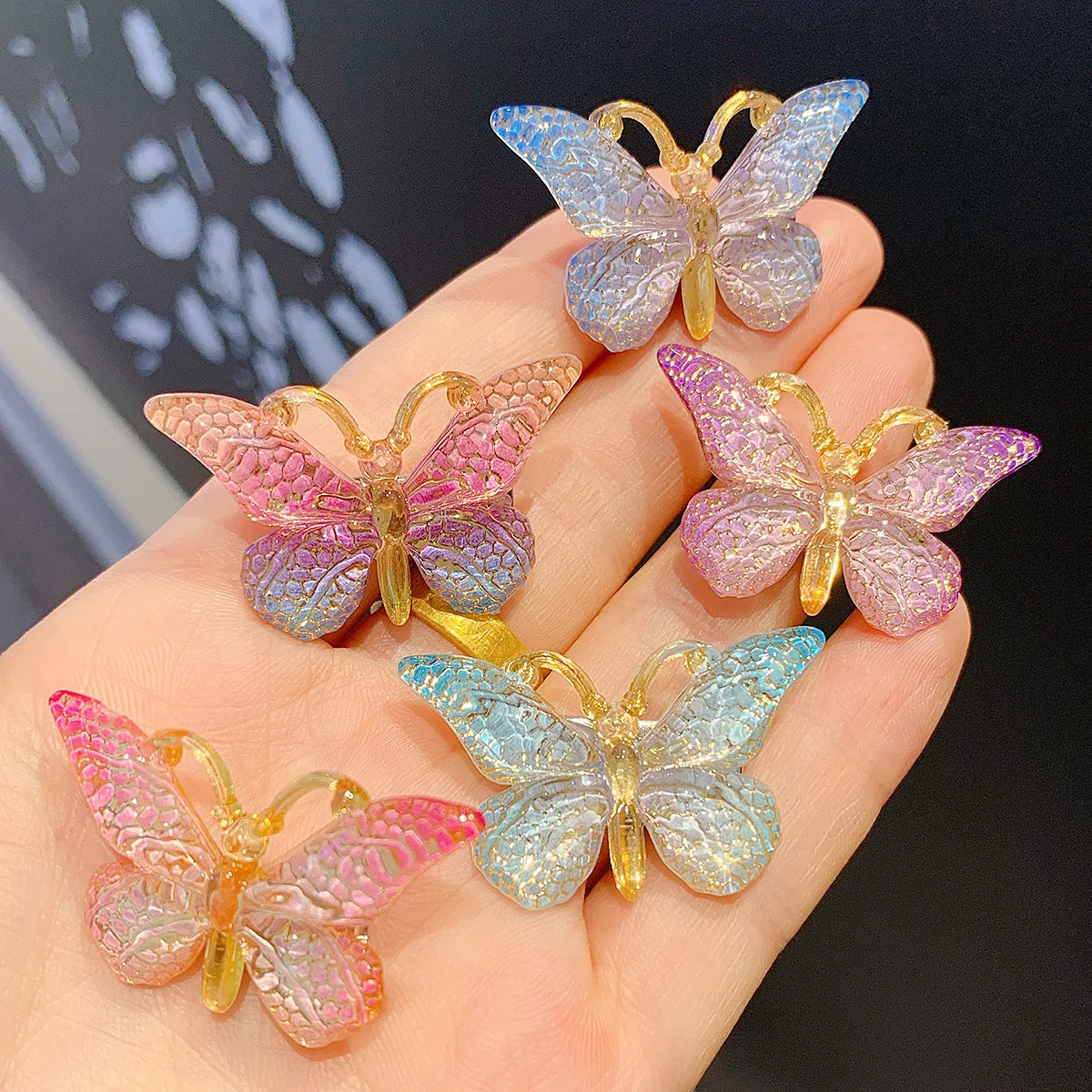 5PCS Sweet Macarons Gradient Color Cute Butterfly Kids Hairpins Children Headwear Princess Barrette Girls Hair Accessories