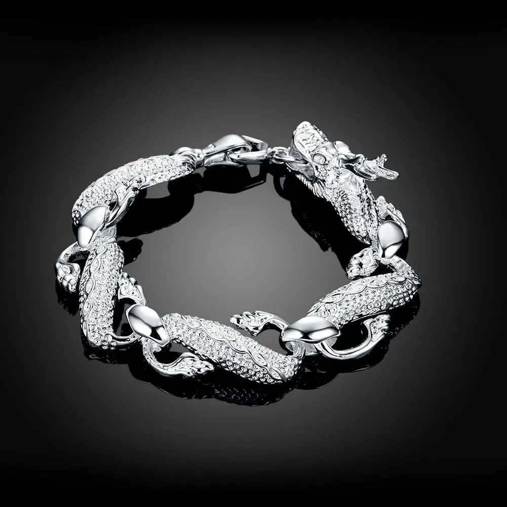 925 Sterling Silver Square Buckle 10MM Side Chain Solid Bracelet for Women Men Charm Party Gift Wedding Fashion Jewelry