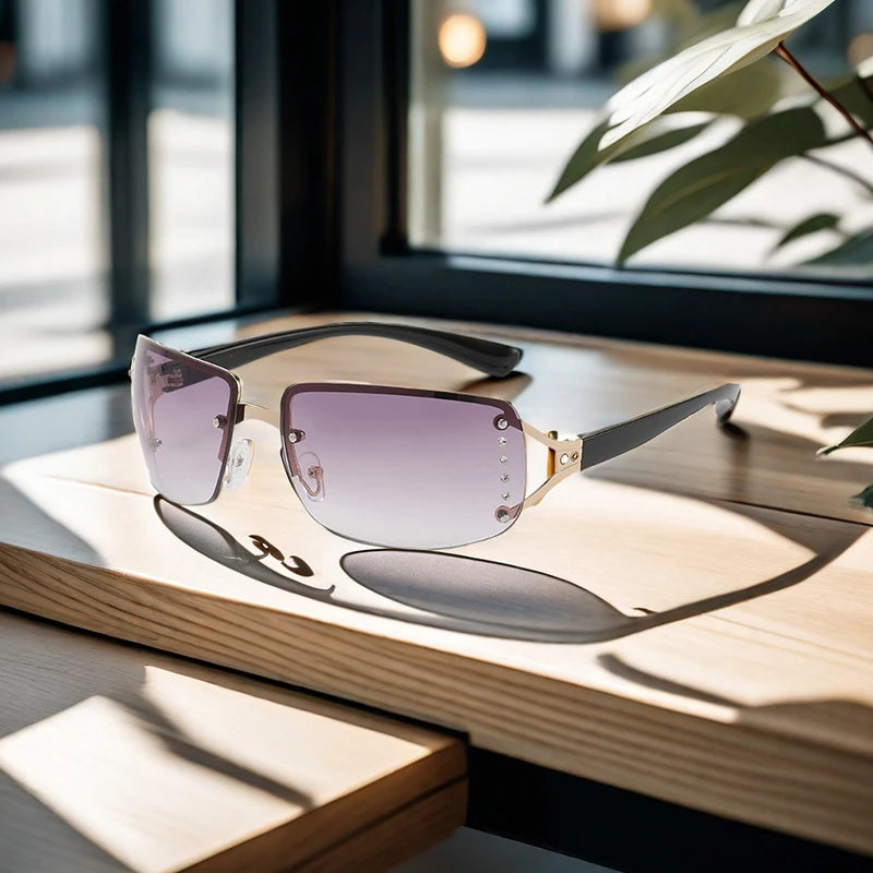 New Sunglasses Luxury Brand Design Fashionable Y2K Women Sun Glasses Camping Cycling Fishing Retro Frameless Uv400 Men Sunnies