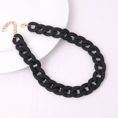 FishSheep Fashion Colorful Acrylic Matte Chain Choker Necklace for Women Statement Resin Wide Chain Collar Neck Jewelry 2024 New