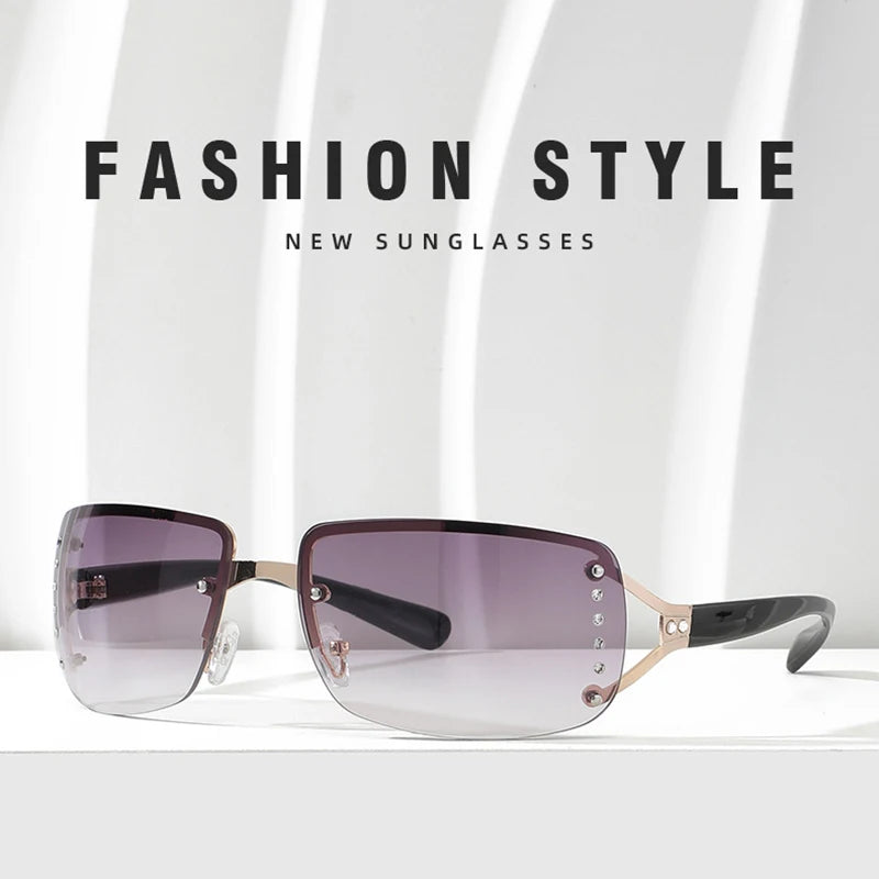 New Sunglasses Luxury Brand Design Fashionable Y2K Women Sun Glasses Camping Cycling Fishing Retro Frameless Uv400 Men Sunnies