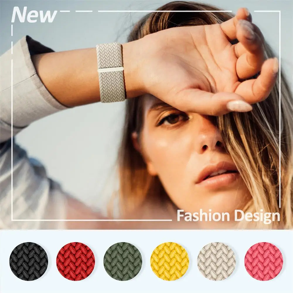 Braided Solo Loop For Apple watch Ultra 2 Band 40mm 44mm 49mm 45mm 41mm 38mm 42mm Elastic bracelet iWatch series 9 8 7 se Strap