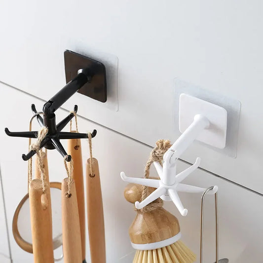 Kitchen Organizer Swivel Hooks Creative Hooks Hooks Hole-free Multifunctional Explosion Hooks Rotatable Dual-Use