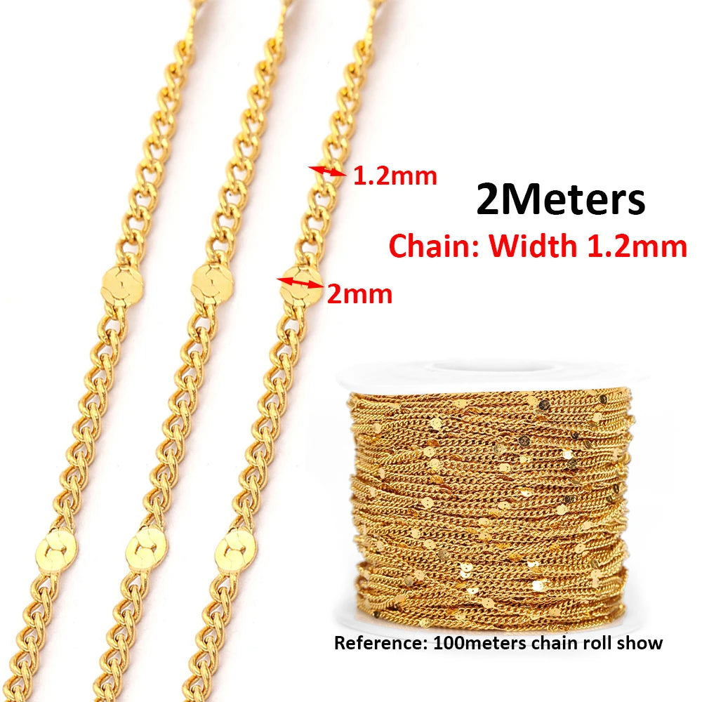 No Fade 2Meters Stainless Steel Chains for Jewelry Making DIY Necklace Bracelet Accessories Gold Chain Lips Beads Beaded Chain
