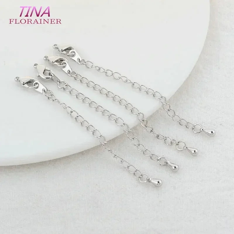 6PCS 14K Gold Color Brass Extender Chain with Lobster Clasps High Quality Jewelry Accessories  For DIY Jewelry Making Findings