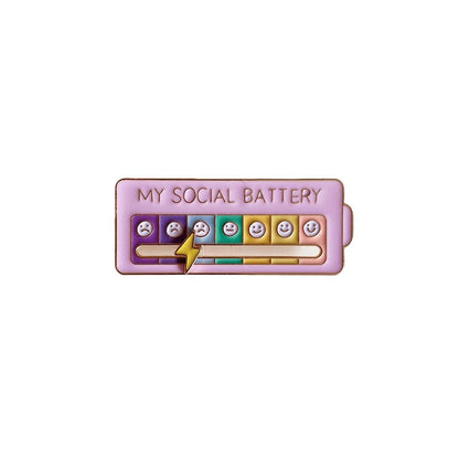 Mood Conversion Energy Brooch for Women Men My Social Battery Badge Expression Pins Brooches on Clothes