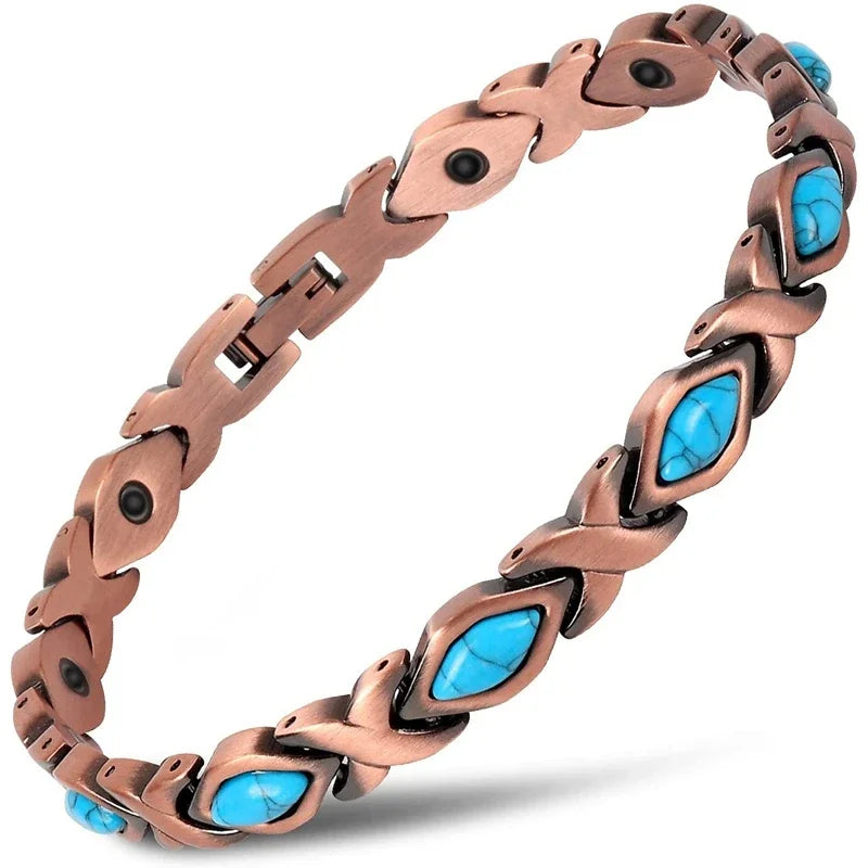 Men Pure Copper Bracelet Health Energy Germanium Magnetic Bracelet Vintage Hologram Chain Link Bracelets for Women Arthritis