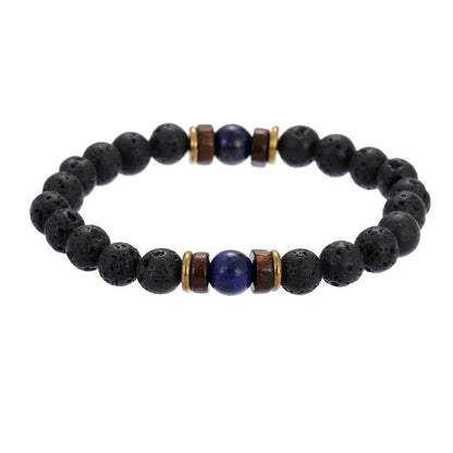 Natural Volcanic Lava Stone Beaded Bracelets for Women Men Jewelry Tiger Eyes Lapis Lazuli Healing Balance Chakra Bead Bracelet