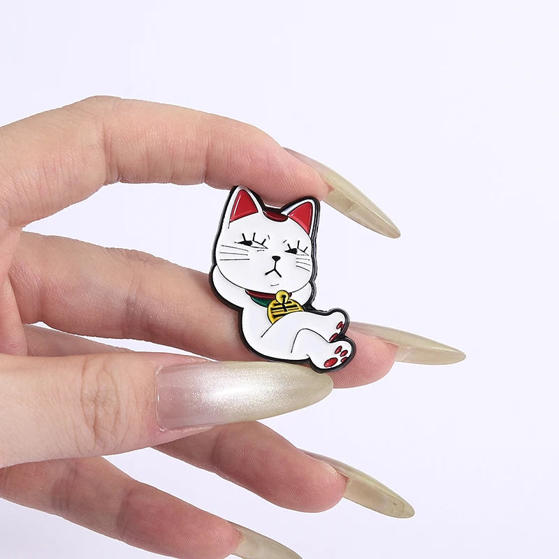 Turbo Granny Cat Spying Enamel Pins Cartoon Anime Characters Cat Running Middle Finger Brooches Lapel Badge Funny Jewelry Gifts