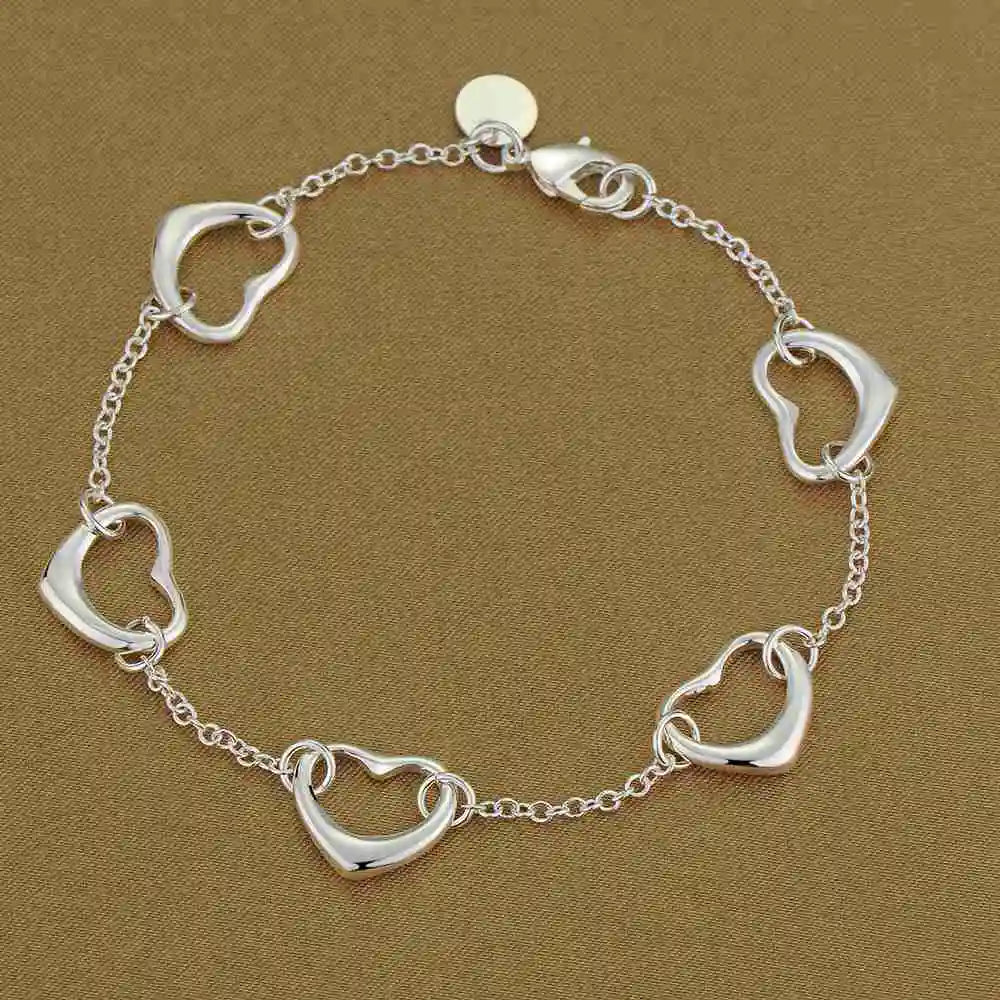 925 Sterling Silver Bracelet Heart High Quality Romance Chain For Woman Men Fashion Engagement Party Wedding Jewelry Gift