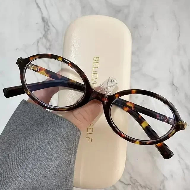 Y2K Retro Oval Frame Glasses Women Leopard Ins Style Sweet Cool Eyewear Trend Brand Reading Computer Anti Blue Light Eyeglasses