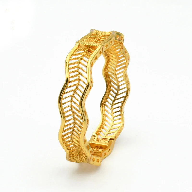 Luxury Dubai Gold Color Bangles For Women 24K Gold Plated Indian African Bracelets Charm Wedding Ethiopian Arabic Hand Jewelry