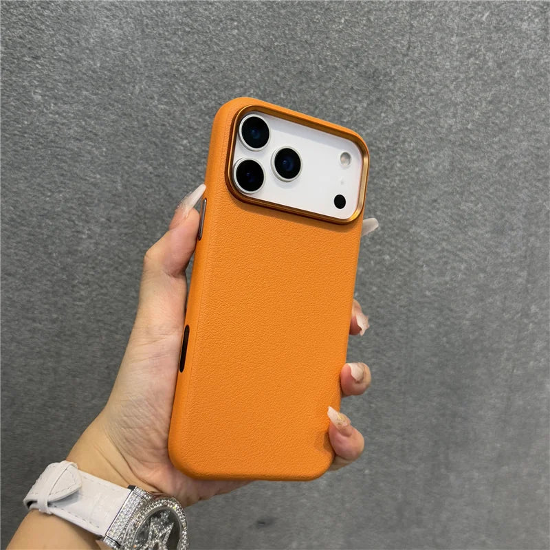 Luxury Solid Color PU Leather Magsafe Case For iPhone 17 Air 17Pro 17Pro Max Active Touch Camera Button Lens Protection Cover