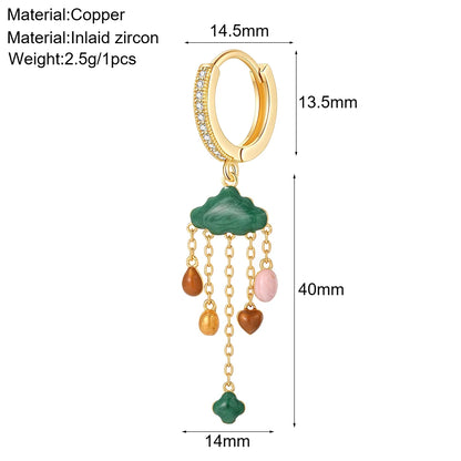 Cute Sun Moon Star Rainbow Red Heart Love Rose Flower Korean Hoop Earrings for Women Gold Color New In Earring High Quality