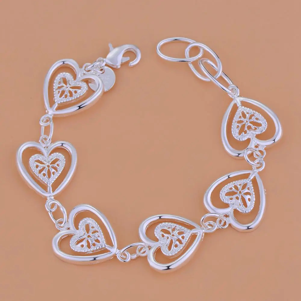 925 Sterling Silver Bracelet Heart High Quality Romance Chain For Woman Men Fashion Engagement Party Wedding Jewelry Gift