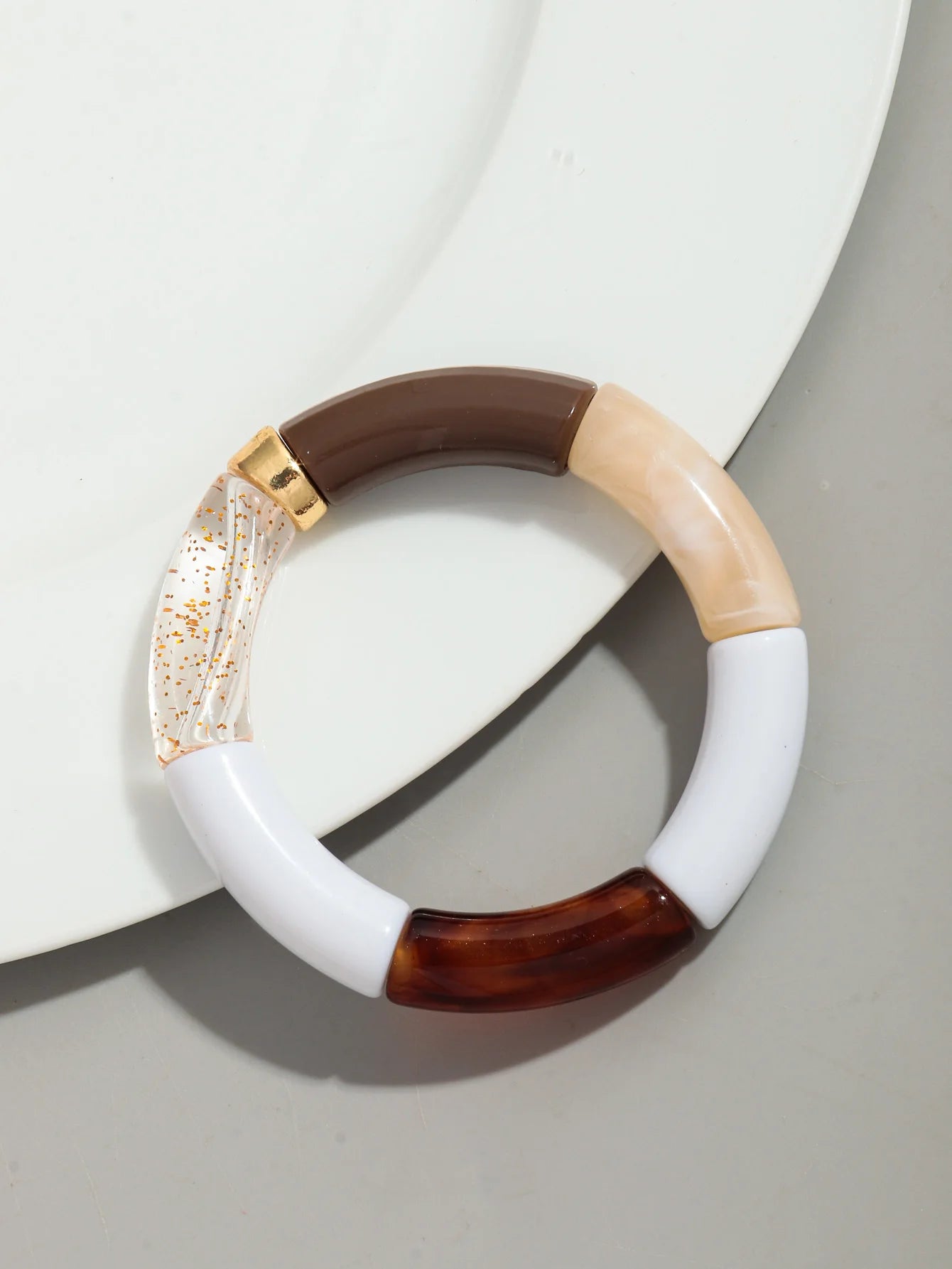 Bohomia Acrylic Design Style Chunky Bamboo Stackable Bracelet for Women Boho Elastic Colorful Tube Beads Braceletes 2024 Jewelry