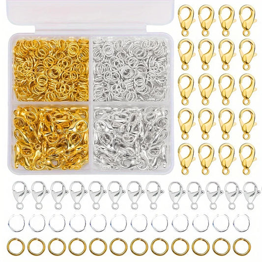 1set Box Gold Silver Lobster Clasp Open Jump Rings For Jewelry Making Bracelets Necklaces Hooks Chain Closure DIY Accessories