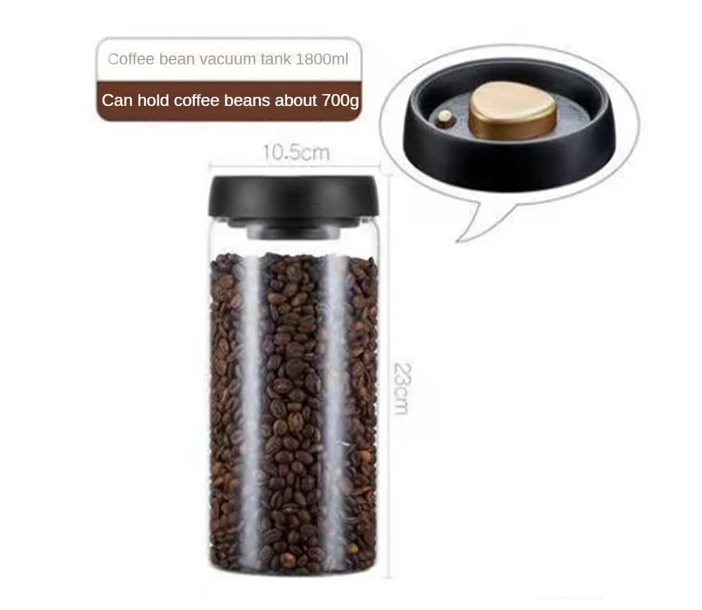 Coffee Beans Vacuum Sealed Tank Household Glass Food Storage Tank For Moisture-proof Air Extraction Transparent Tea Storage TanK
