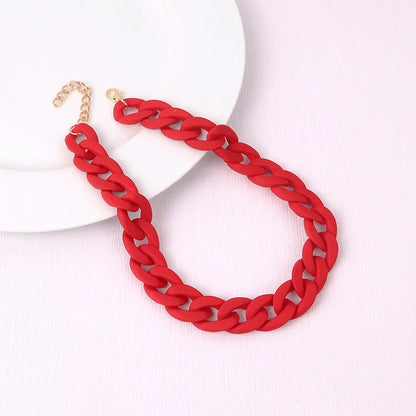 FishSheep Fashion Colorful Acrylic Matte Chain Choker Necklace for Women Statement Resin Wide Chain Collar Neck Jewelry 2024 New
