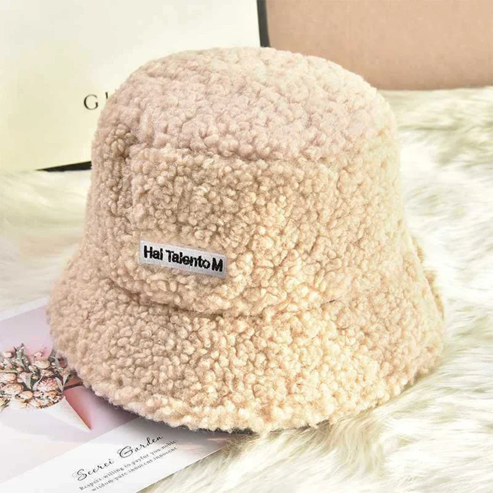 Trendy Fashion Fleece Bucket Hat Winter Warm Cold Resistant Fisherman Cap Sunshade Unisex Men Women Outdoor Headwear