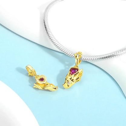 Original 925 Sterling Silver Gold Heart Charms Beads Sparkling MapleLeaf Safety Pendant For Women Bracelet DIY Fine Jewelry Gift