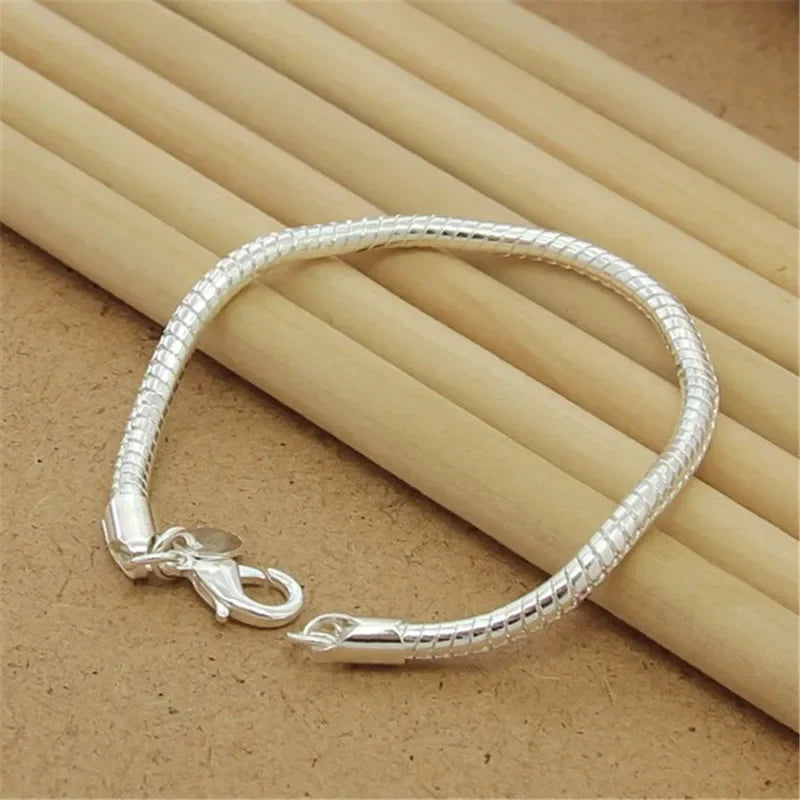 925 Sterling Silver Square Buckle 10MM Side Chain Solid Bracelet for Women Men Charm Party Gift Wedding Fashion Jewelry